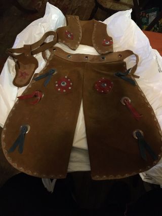 1936 Shirley Temple 23” Texas Ranger State Fair Cowgirl Leather Outfit