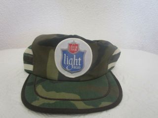 Vintage Lone Star Light Beer Camouflage Cap Trucker Hat Euc