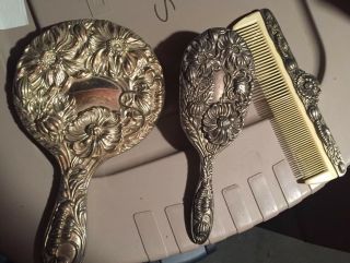 Vintage Towle Hand Mirror,  Comb & Brush Vanity Set