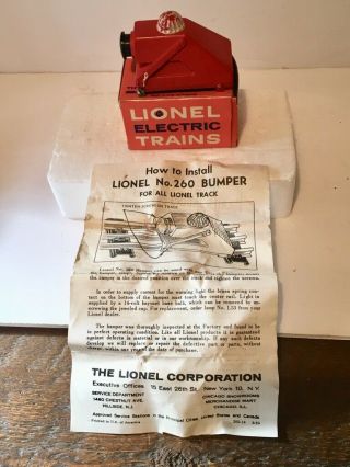 Vintage Diecast Lionel No.  260 Illuminated Bumper - Box And Instruction