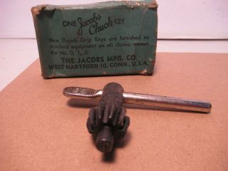 Jacobs Chuck Key No.  32 Thumb Grip Vintage Drill Press Tool Usa