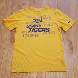 Nike Team Mens Yellow Lsu Geaux Tigers Shirt Medium Sharp