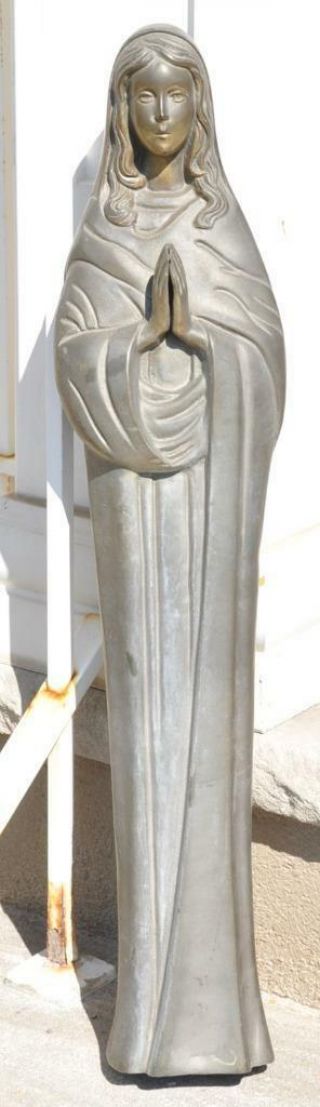 Antique Italian Bronze Church Religious Statue Of Mary - Jj8