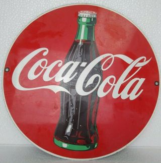Vintage Retro Coca Cola Coke Porcelain Enameled 11 - 1/4 " Round Sign Ande Rooney