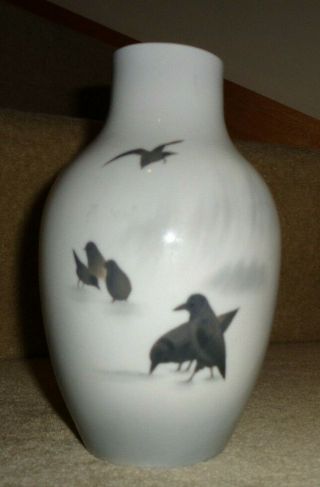 Vintage Heubach Germany Porcelain Vase Murder Of Crows