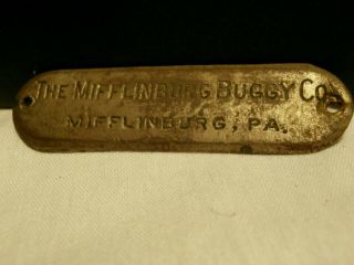 Antique Buggy Carriage Metal Name Plate Tag Mifflinburg Pa