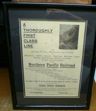 Old Northern Pacific Railroad Poster Framed