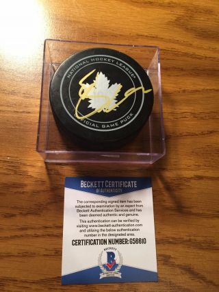 John Tavares Autographed Toronto Maple Leafs Official Game Puck W/ Puck Cube