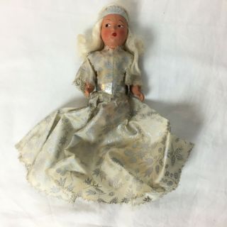Vintage Angel Christmas Tree Topper Ornament Doll Ceramic Crazed Cracked Face