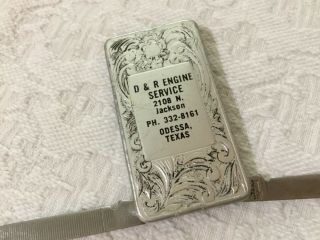Vintage Imperial Stainless Steel Engraved Advertising Money Clip Knife And File