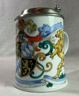 Vintage Zinn Beer Porcelain Stein W/lid Schrobenhausen Germany Bayern Bavaria