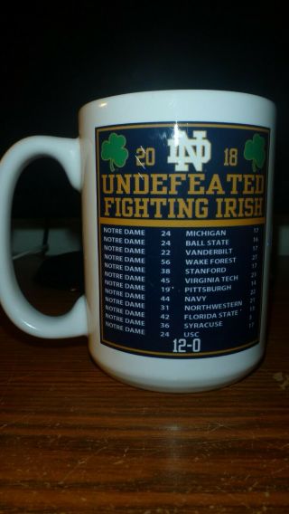 2018 Undefeated University Of Notre Dame Fighting Irish Coffee Mug Cup