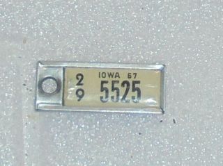 Vintage 1967 Iowa Ia Miniature Dav License Plate Keychain Matching Pair