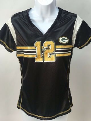 Nfl Team Apparel Green Bay Packers Aaron Rodgers Women’s 12 Black Jersey Small