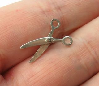 Vintage 925 Sterling Silver Charm For A Bracelet Tiny Scissors Open Close 0.  36g