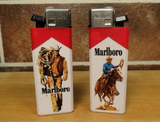 Vintage Marlboro Cigarettes Advertising Cowboy Lighters 5 And 7