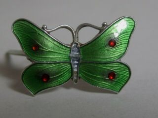 Antique Ja&s John Aitkin & Son Sterling Silver & Enamel Small Butterfly Brooch