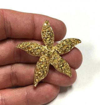 Vintage St.  John Gold Crystal Rhinestone Starfish Figural Brooch Pin Gg247q