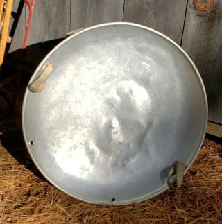 Vintage Round Aluminum Metal Flying Saucer Disc Snow Sled Web Handles 1950 - 60 