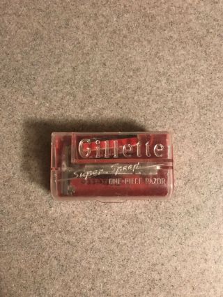 Vintage Gillette De Safety Razor No Date Code In Red Case With Blades