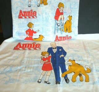 Vintage Little Orphan Annie Twin Size Bed Flat Sheet & Pillow Case Set 1981 Good