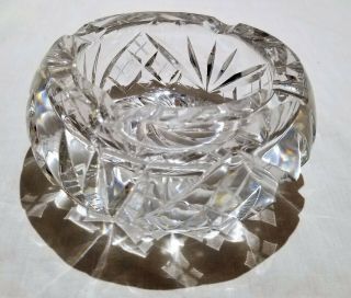 Vintage Cut Lead Crystal Ashtray Pinwheel Star Diamond Hatch Fan Clear Glass