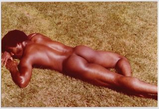 S - D Studio,  Black Male Nude Reclining 2 1970s,  Vintage Color Photo Gay