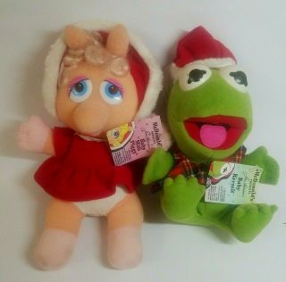 Vintage 1988 Mcdonalds Muppet Babies Kermit Miss Piggy Christmas Santa W/ Tags