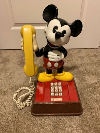 Vintage 1976 Disney Mickey Mouse Push Button Landline Telephone