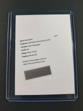 2018 - 19 Immaculate Kevin Durant Patch Auto D1