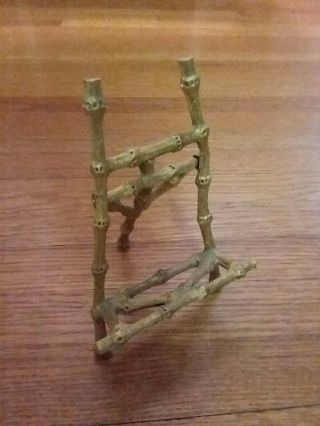 Vintage Small Goldtone Metal Bamboo Style Display Easel Picture Art Stand