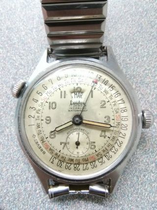 Vintage Eloga Watch Co Triple Date Calendar 17 Jewel Men 