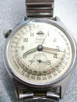 Vintage Eloga Watch Co Triple Date Calendar 17 Jewel Men ' s Watch 2