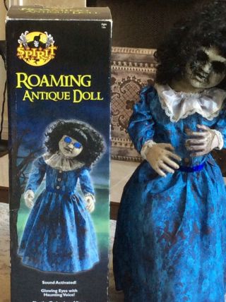 Spirit Halloween Roaming Antique Doll Motion Activated Talking Glowing Eyes