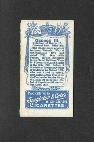 SINGLETON & COLE 1902 SCARCE (ROYALTY) TYPE CARD 