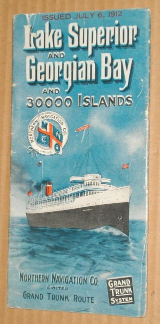 Vintage 1912 Northern Navigation Co.  Lake Superior Georgian Bay Brochure