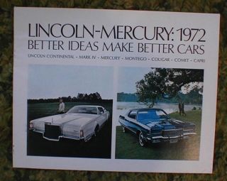1972 Lincoln Mercury Full Line Cougar Comet Continental