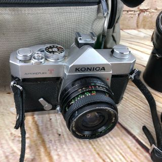 Vintage Konica Autoreflex T 35mm Film Camera With Extra Zoom Lens 2