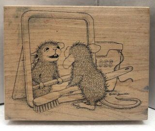 Vintage House Mouse Stampa Rosa " Check Out Those Teeth " 215 Rubber Stamp