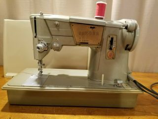 VINTAGE SINGER STYLE - O - MATIC SEWING MACHINE 328K - HEAVY DUTY ALL METAL w/ CASE 2