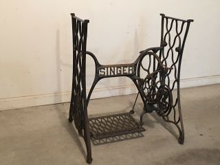 Vintage Cast Iron Singer Treadle Sewing Machine Base Table Legs Stand