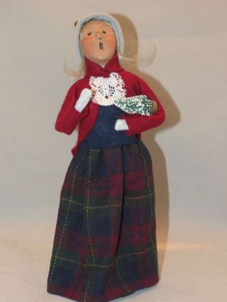 Vintage 1994 Byers Choice Carolers Woman Holding Christmas Tree Signed 52/100