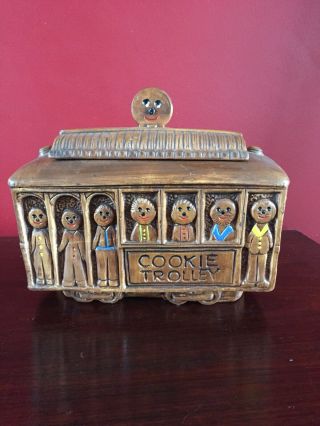 Vintage Treasure Craft Cookie Trolley Cookie Jar - Made In Usa,  Great Colors