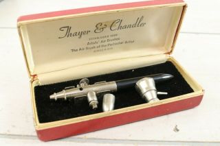 Vintage Thayer & Chandler Artists Air Brush In Orginal Box Double Action W/ Cup