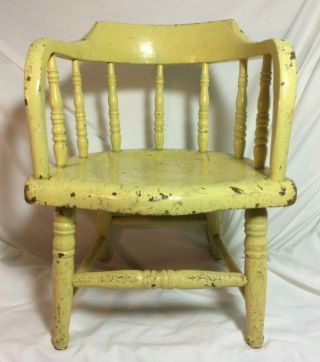 Antique 19th C Painted Wood Childs Chair Hand Carved Farm Rustic Orig Paint