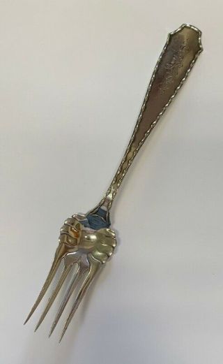 Antique Tiffany & Co Marquise Vegetable Fork Sterling Silver 8 3/4 " Monogram