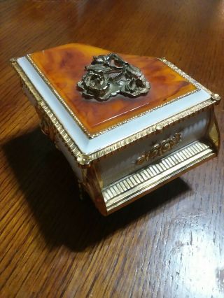 Vintage Metal Piano Trinket And Music Box Made In Japan