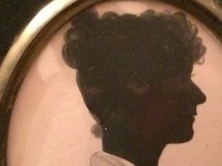 Antique Silhouette Miniature Portrait Of Victorian Lady Framed 4.  5 " X 5 "