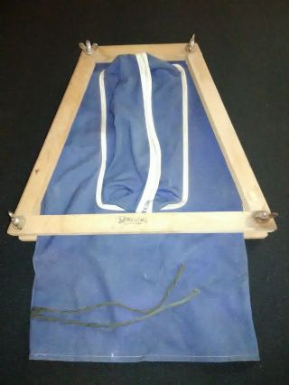 Vtg Spalding Wood Wooden Frame Tennis Racquet Racket Press Holder & Storage Bag