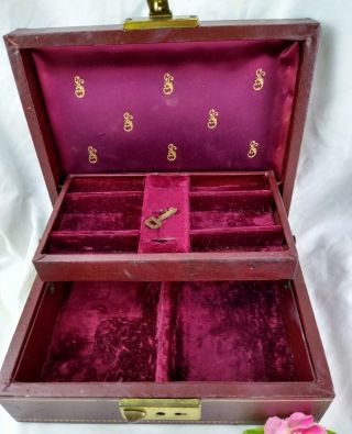 Vintage Jewelry Box 2 Tier Valet Locking Storage Case W/ Key